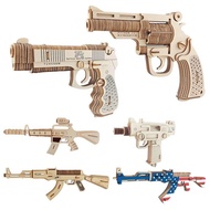 DIY Wooden Gun 3D Model Buliding Kit Toys Assembly Gun Model Games Wooden Puzzle Board Gun Model Edu