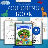 PDF PRINT. 1-3 YEAR OLD KIDS COLORING BOOK & TRACING LINE
