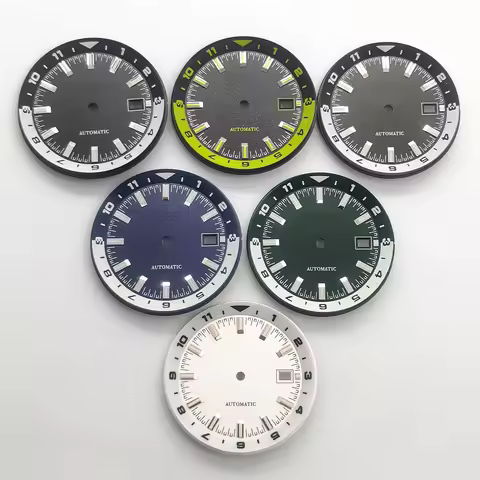 36.5-35.5mm No logo Arabic Bezel Matt Green Lume Watch Dial For Seiko NH35/36/4R/6R/7S Automatic Mov
