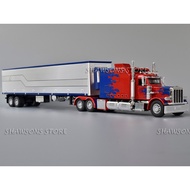 1:40 Scale Diecast Model Semi Truck Toys Peterbilt 389 Tractor With Container Trailer Pull Back Mini