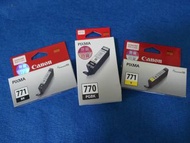 Canon Pixma CLI-771 <BK> 黑色, PGI-770 <PGBK>,黑色, 及CLI-771 <Y> 黃色原廠行貨墨水