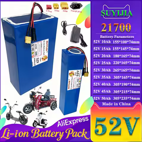 PackofbatteriesLi-ion21700 52V 15Ah 20Ah 25Ah 30Ah 35Ah 40Ah 45Ah 50Ah avec BMS 40A 2000Wpourscooter