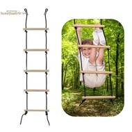 TRTR Rope Ladder 5.6ft 5 Steps 220lbs Bearing Wooden Kids Climbing Rope Ladder With Straps, Swing Pl