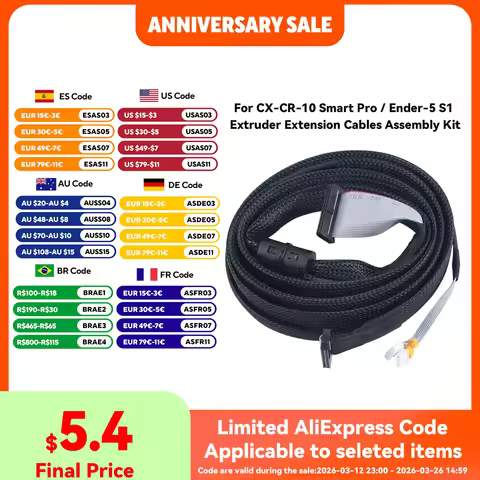 For CX-CR-10 Smart Pro/ Ender-5 S1 Extruder Extension Cables Assembly Kit Easy To Install For 3D Pri