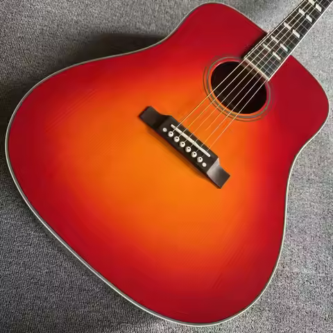 Professional Cherry Red Acoustic Guitar with Guard Board 6-series Rosewood Fingerboard Quality Guara