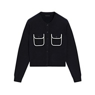 Spain NEW Massimo Dutti Md Spring New Womens Clothing French Color Contrast Edge Round Neck Long Sle