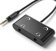 Cubilux Dual Headphone Splitter with Volume Attenuator, Double Audio Jack Adapter for 2 People, 3.5m