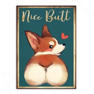 Corgi Dog Nice Butt Funny Tet Poster Canvas Painting For Abstract Bathroom Home Decor