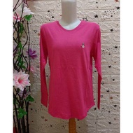 t-shirt hush puppies lengan panjang wanita logo bordir