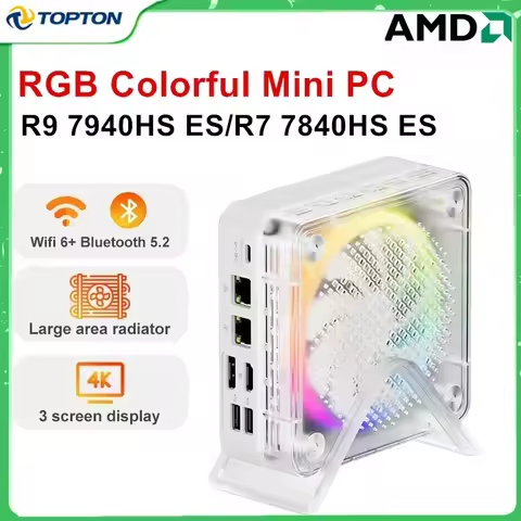 2024 Topton MINI PC AMD Ryzen 9 7940HS ES R7 7840HS ES RGB Color Gamer Windows 11 WiFi 6 Gaming PC D
