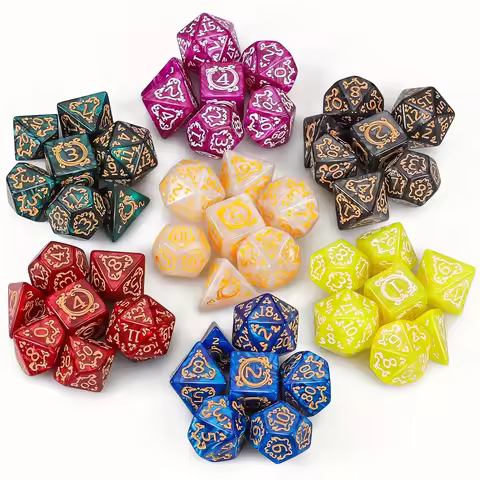 DND Dice Set -7pc Dragon Pattern Polyhedral Dice with Dice Bag for D&D RPG MTG Role Playing Table Pa