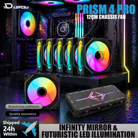 LDPCSJ 6 Pack 12cm 120mm Addressable ARGB Case Cooling Fans 4 Pin PWM Variable Speed 5V 3 Pin A-RGB