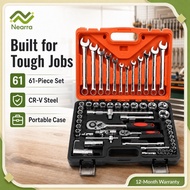46/53/61pcs Combination Socket Wrench Ratchet Spanner Tools Set Box Spark Plug Alatan 工具套装