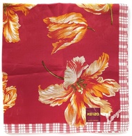 Kenzo 復古手帕 / 口袋巾 - 百合花圖案 18 x 17.5 英吋