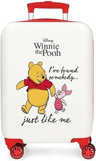 Joumma Disney Winnie & Piglet Cabin Suitcase, White, 33 x 50 x 20 cm, Rigid, ABS, Side Combination L