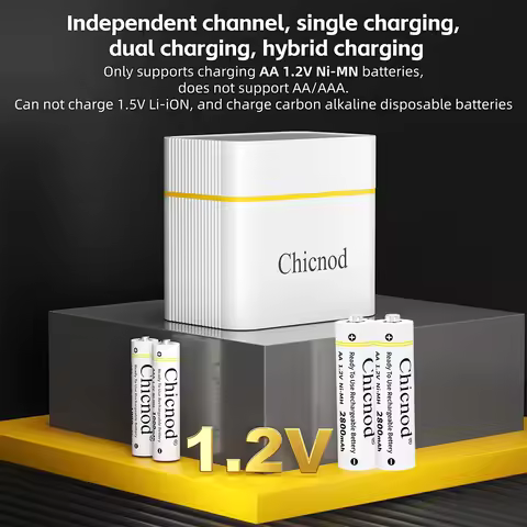 CHICNOD 8 Slot AA AAA NiMH Battery Charger with 4xAA 2800mAh & 4xAAA 1000mAh Rechargeable Batteries 