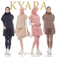 Zoefy - Kyara Sport Muslimah Sportswear Set Batwing Top Hijab Skirt Plain Rubber Leggings