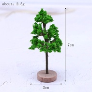 Plastic Model Trees Natural Green Simulation Dollhouse Mini Tree Artificial Moss Rocks/Wooden Base F