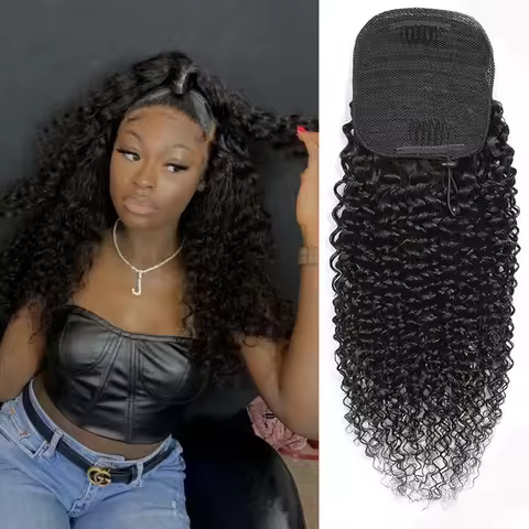 Kinky Curly Human Hair Ponytail Extensions Newmi 3b 3c Curly Hair Drawstring Ponytail Hair Pieces fo