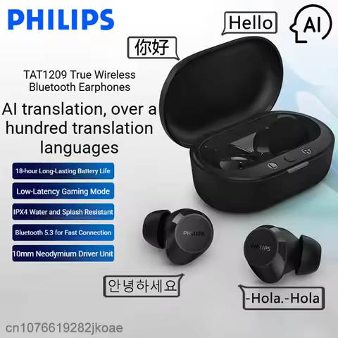 Philips TAT1209 AI Translation Earphones 139 Languages Translator Running Learning Headphones Blueto