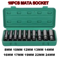 MATA 10Pcs Impact Socket Bits 1/2‘s 8-24mm Impact Socket wrench Socket wrench Impact socket set/ Imp