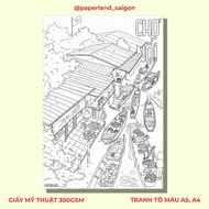 COLORING PAINTINGS OF THE WEST FLOATING MARKET | A5 A4 SIZE | 300gsm thick art paper | Paperland exc