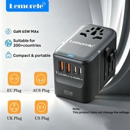 Lemorele GaN Universal Travel Adapter PD 20W All in One Worldwide Travel Adapter Wall Charger AC Pow
