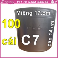 100 Chậu nhựa C7 Vĩ Hiền miệng.cao 17x14cm trồng cây ăn trái và hoa siêu bền--77101
