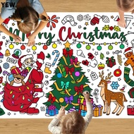 YEW Christmas Coloring Poster for Kids, Large Drawing Paper Doodle Tablecloth, Cute DIY Christmas Ba