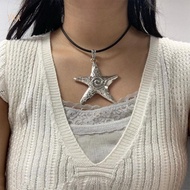 YXA Chunky Pentagram Necklace Jewelry  for Women Mens Exaggerate Y2K