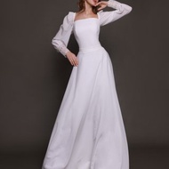 雪紡婚紗，簡約婚紗，Aline婚紗長袖