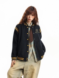 EVPGB | Hound Navy Loose Thick College Style Baseball Jacket