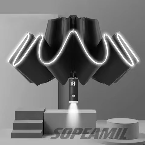 Car Led Light Automatic Folding Windproof Sunshade Umbrella For Tesla Model 3 Model Y Model S Model 