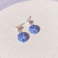 【花語系列】藍色紫蘿蘭 蛋白石垂墜耳環 • Opal //925純銀