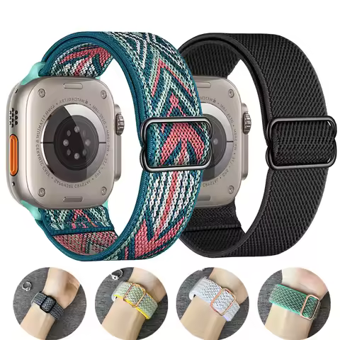 42 44 45mm Elastic Nylon Scrunchie Strap For IWO Series 7 8 Smart Watch I7 W37 T500 W27 T900 I8 Pro 