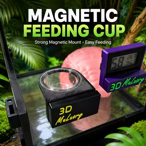 Magnetic Reptile Feeding Cup Holder Wall Mounted Food Water Bowl for Crested Gecko Lizard Terrarium
