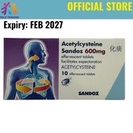 Sandoz Effervescent Tablet 600mg 10s – Phlegm Quick Relief from Thick and Stubborn Mucus Fluimucil