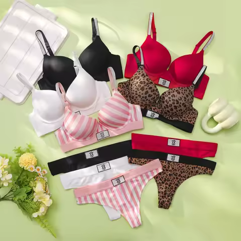 Victoria s Secret Women Bra Set Lace Push Up Seamless Comfortable Underwire Lingerie Set For Ladies 