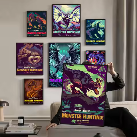 Classic Video Games Monster Hunter Self-adhesive Art Poster Whitepaper Prints Posters Artwork Home D
