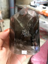 đá thạch anh đen mài bóng trang trí nhà cửa năng lượng cao95cm nặng580gram(9255)