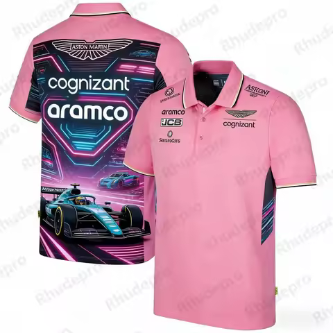 Summer Aston Martin Alonso 14 Men's Polo Shirt Oversized Breathable Racers Jersey