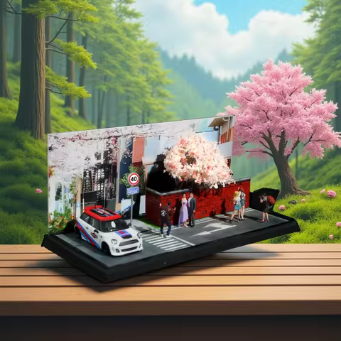 MoreArt 1:64 Cherry street Handmade Scene Model Miniature Landscape,Car Model Scene ,Car Figures Sho
