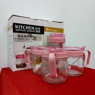 Spice JAR Glass Oil/ (Oil Pot) KITCHEN JAR Set of 4 Pcs Free Spoon