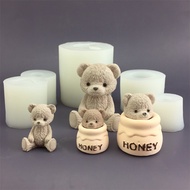 Mold Teddy Bear Mold Silicone Mold Candle Bear Cake Decoration Chocolate Baking Cake Aromatic Candle Plaster Drip Mold