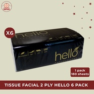[6 PACK] HELLO 2-Ply Tissue 180 Sheets - Soft & Strong Tissue Savings Package Tisu Gantung Viral Tis