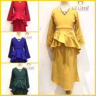 Lil Little BK78 Baju Kurung Budak Perempuan 2023 Baju Raya Budak Murah Baju Raya Kurung Kanak-Kanak 