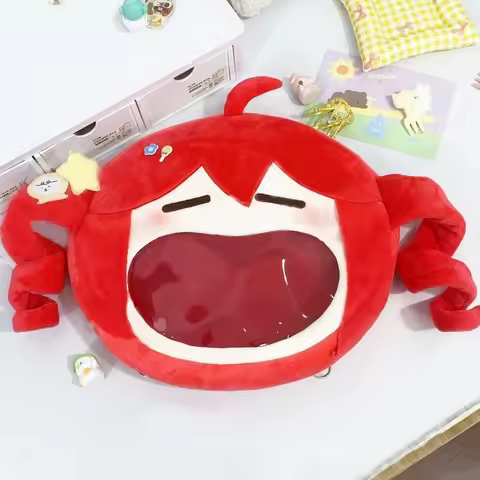 Anime Kasane Teto Plush Bag Transparent Window Zipper Big Mouth Cartoon Backpack Shoulderbag Messeng