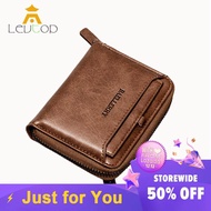 LEVTOP Men Short Wallet Mini PU Leather Fashion Zipper Vintage Wallet Bifold RFID Theft ProtectionCard Holder Purse Bag Coin Pocket