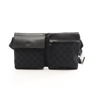 【二手】Gucci GUCCI 腰包/斜背包 GG帆布 28566 黑色帆布皮革腰包 男女通用 二手 B