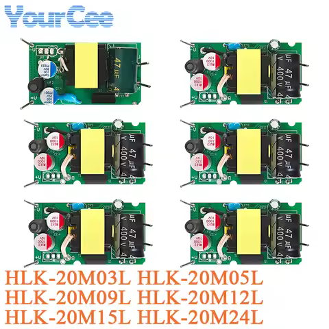 HLK-20M03/05/09/12/15/24L AC-DC Power Module 20W 220V to 3.3V 5V 9V 12V 15V 24V Input-Output Isolati